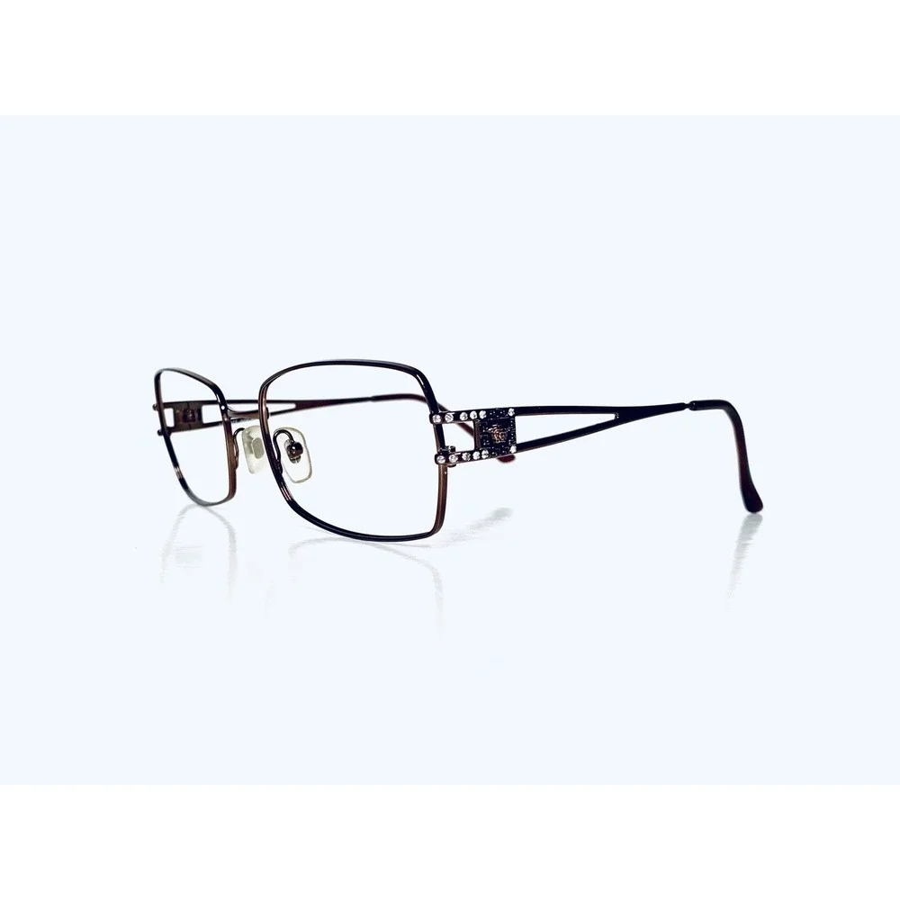Versace Copper Metal Rectangular Glasses Medusa Temple Italy MOD1114 54 18 130